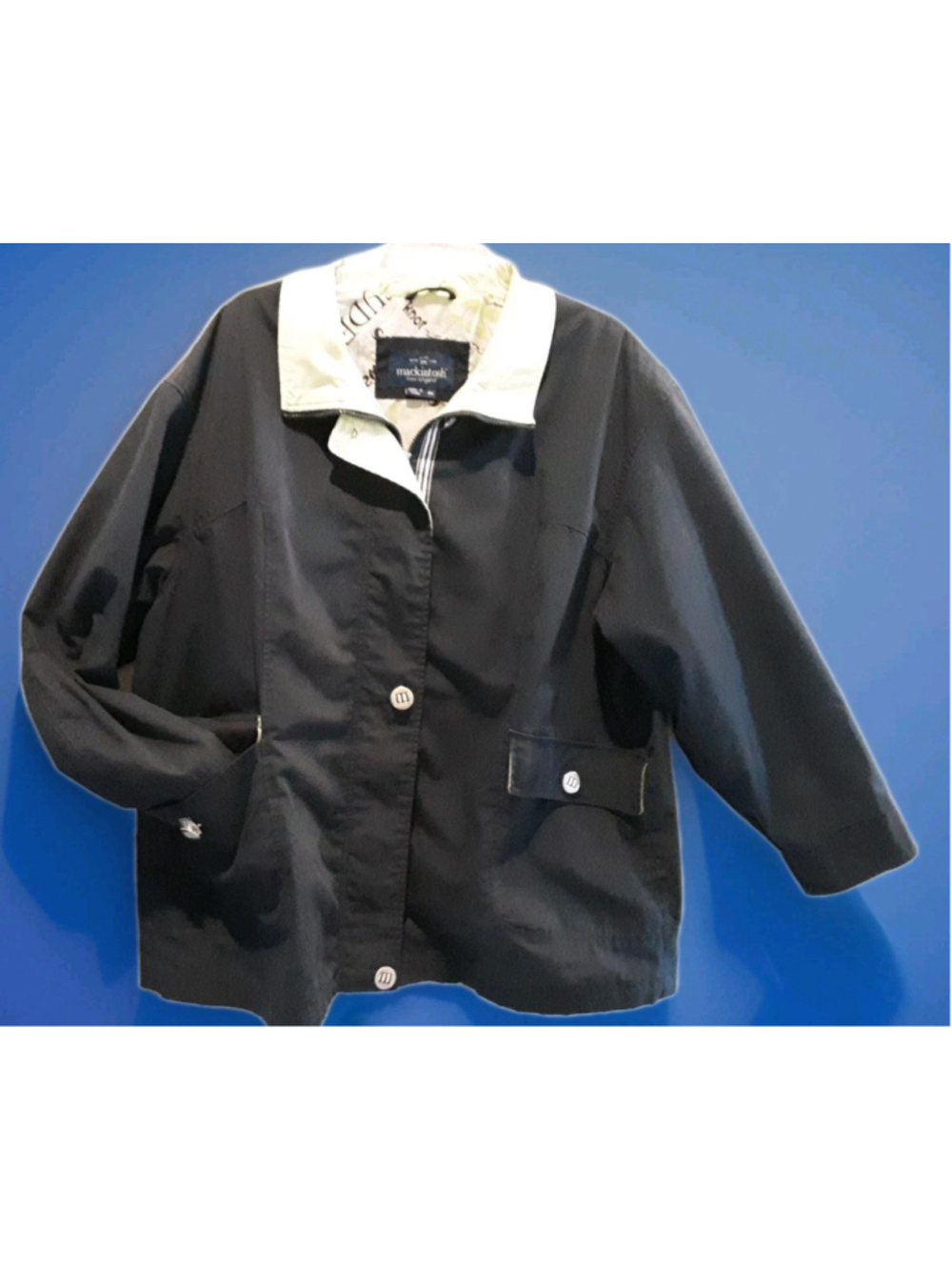 MACKINTOSH-New England Rain Coat-Navy, Lt Green- Nautical Classic-Sz 2x